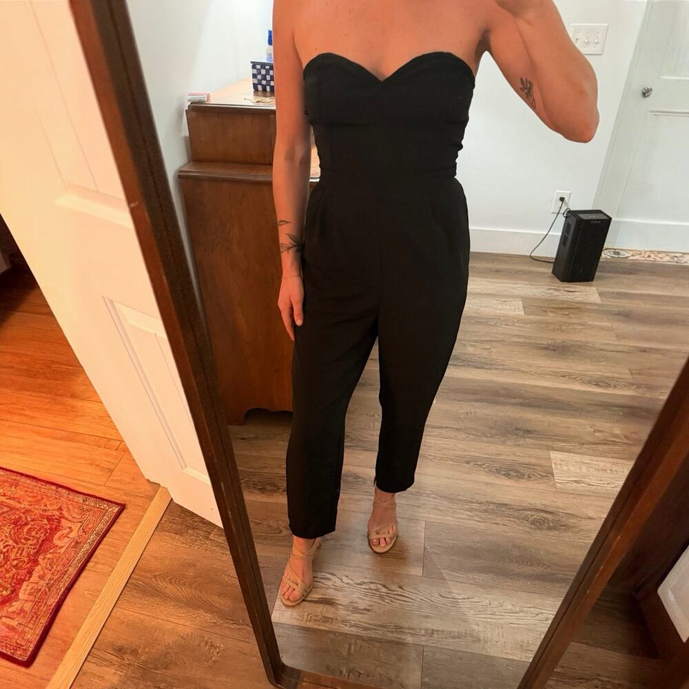 Sparkle and Fade Black Strapless Jumpsuit Size 2